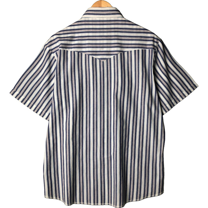 90'S Wrangler WESTERN SHIRTS Stripe Pattern Short Sleeve Western Shirt Men's L Size Vintage cotton white type Vintage Second Hand