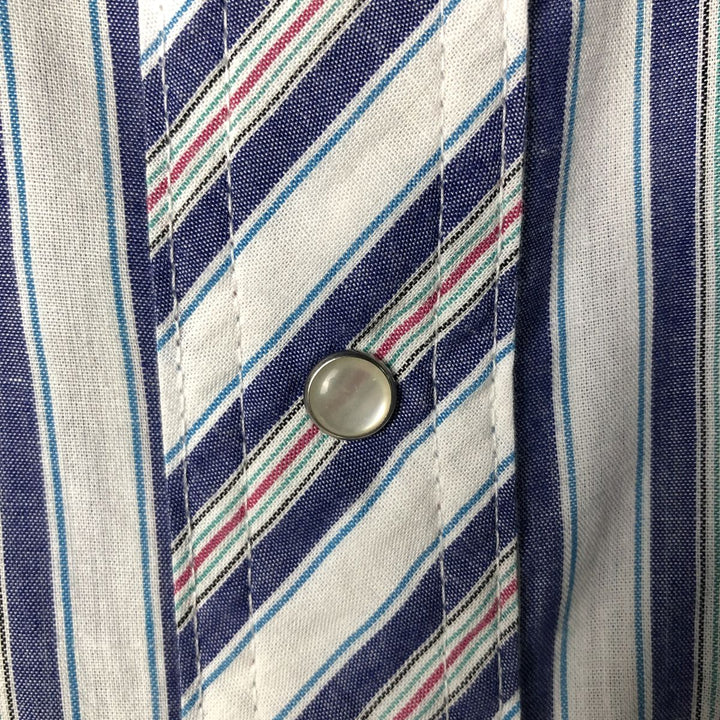 90'S Wrangler WESTERN SHIRTS Stripe Pattern Short Sleeve Western Shirt Men's L Size Vintage cotton white type Vintage Second Hand