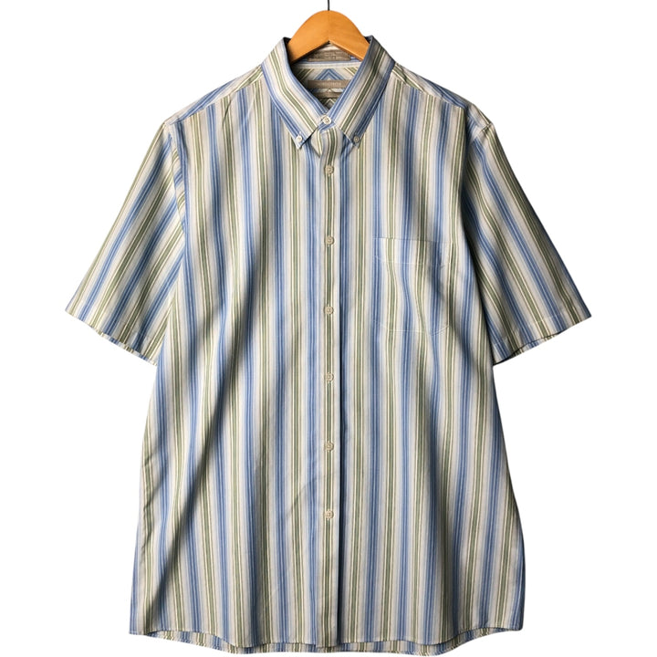 Nordstrom Regular Fit Stripe Pattern Short Sleeve Button-Down Shirt, Men's Size L cotton white type Vintage Second Hand