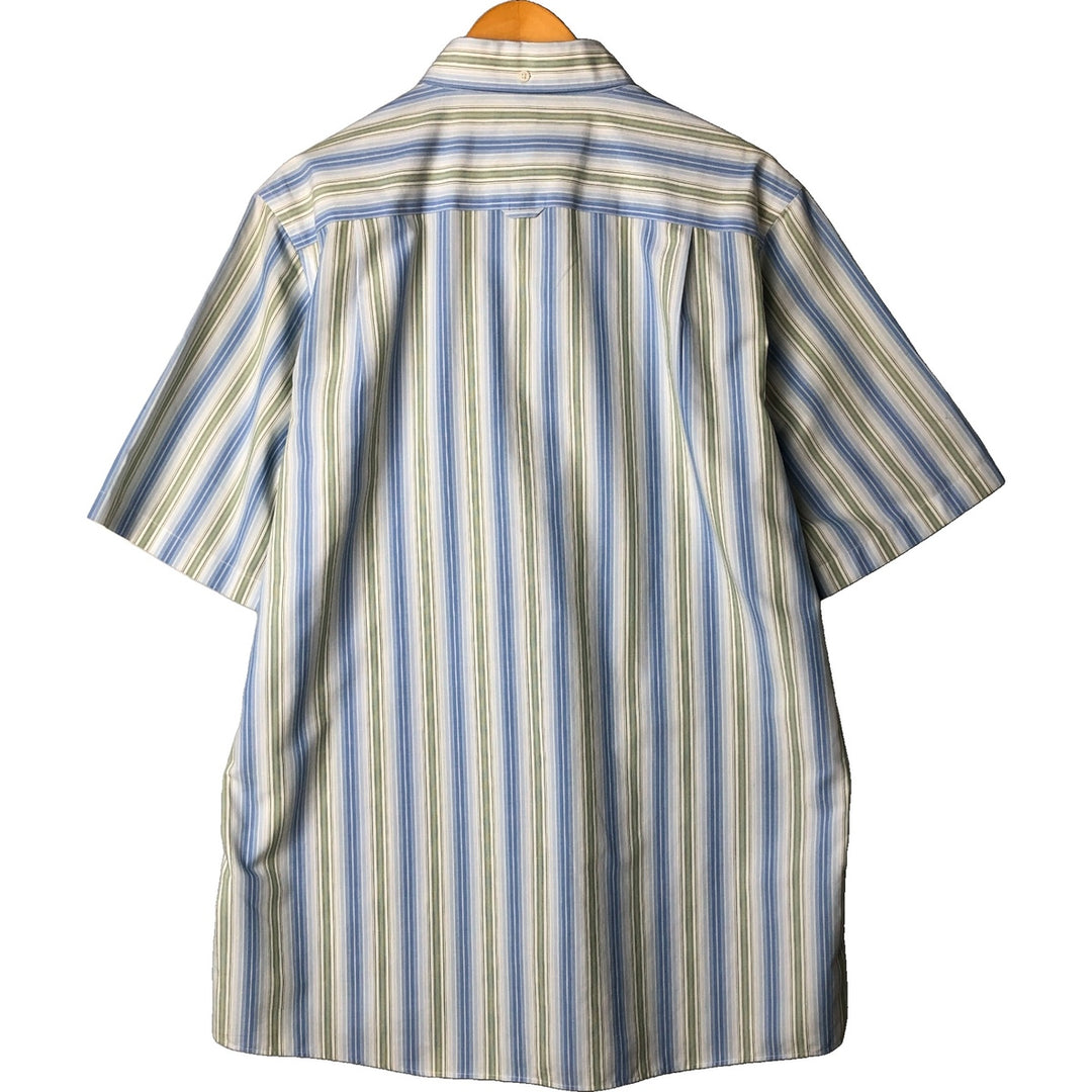 Nordstrom Regular Fit Stripe Pattern Short Sleeve Button-Down Shirt, Men's Size L cotton white type Vintage Second Hand