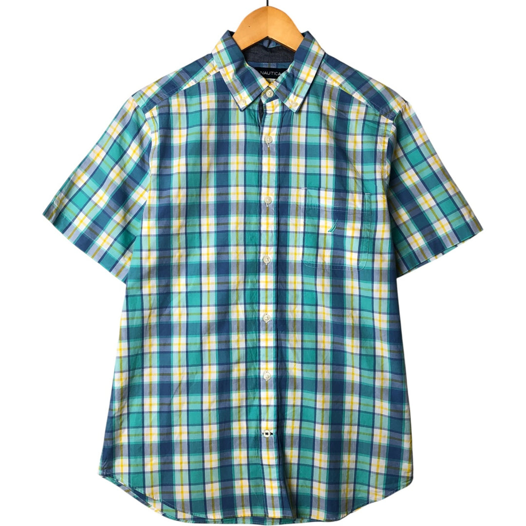 00'S NAUTICA Check Pattern Short Sleeve Button Down Shirt Men's S Size cotton white type Vintage Second Hand