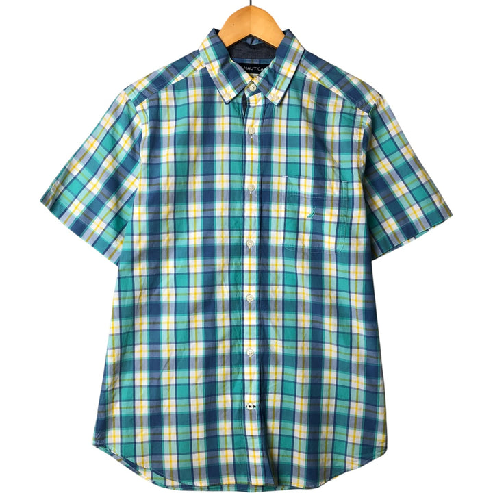 00'S NAUTICA Check Pattern Short Sleeve Button Down Shirt Men's S Size cotton white type Vintage Second Hand