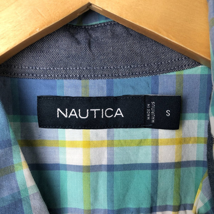 00'S NAUTICA Check Pattern Short Sleeve Button Down Shirt Men's S Size cotton white type Vintage Second Hand