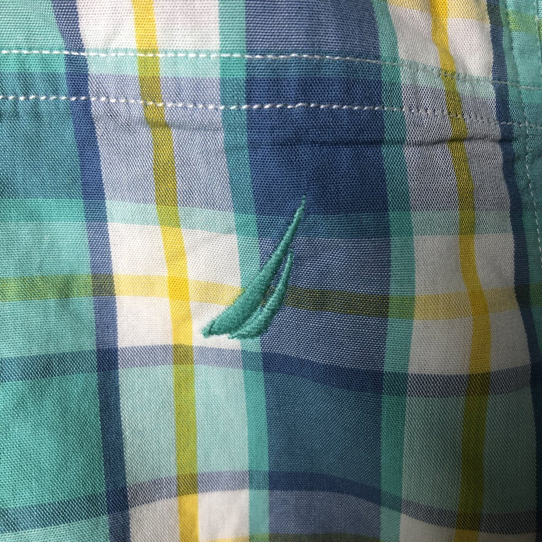 00'S NAUTICA Check Pattern Short Sleeve Button Down Shirt Men's S Size cotton white type Vintage Second Hand