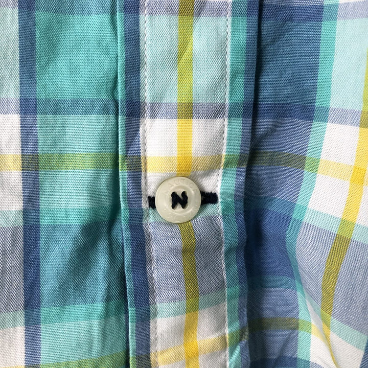 00'S NAUTICA Check Pattern Short Sleeve Button Down Shirt Men's S Size cotton white type Vintage Second Hand