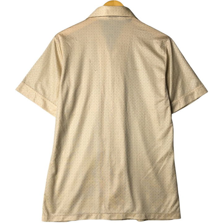 Vintage dot pattern short sleeve open collar box shirt, men's size M unclear Beige type Vintage Second Hand