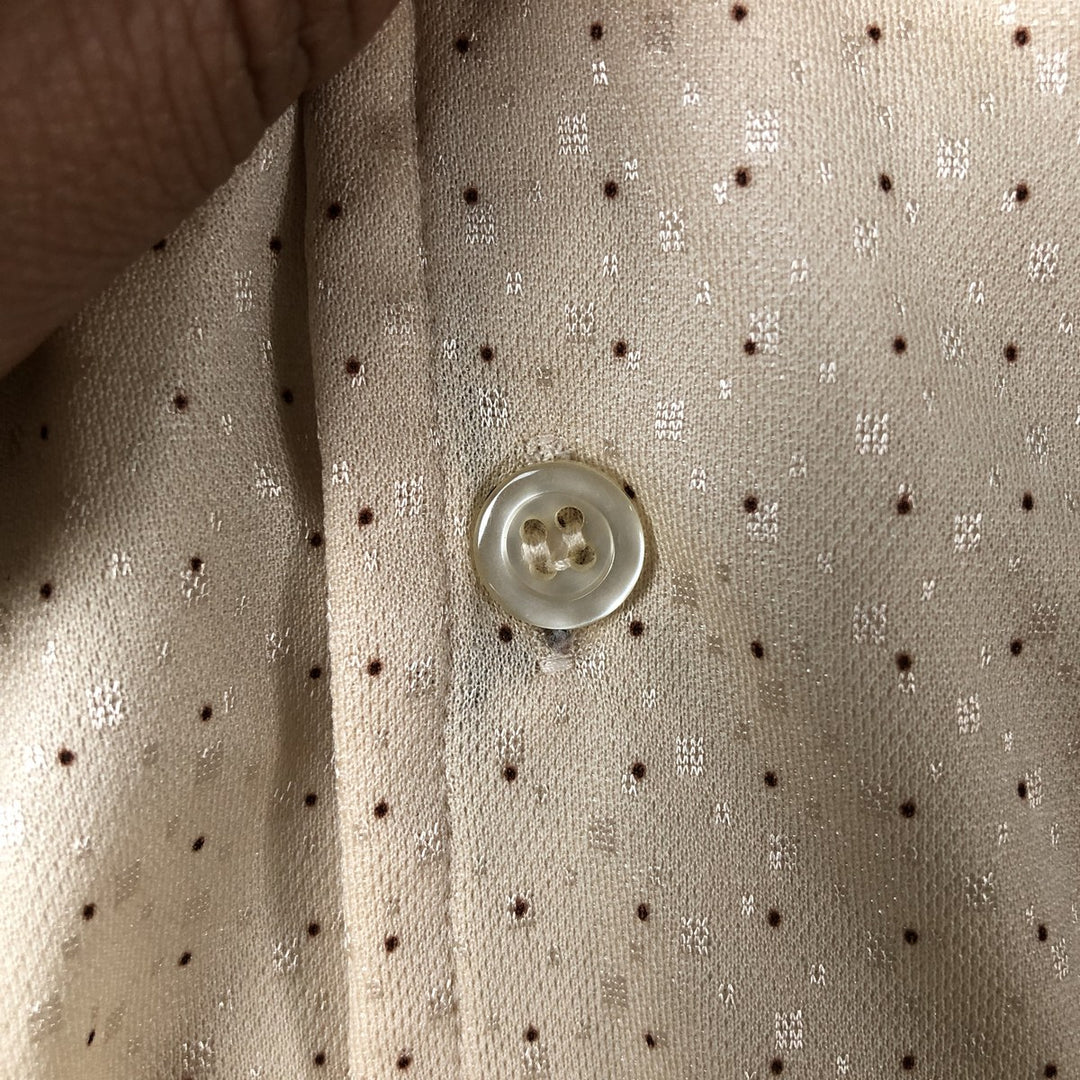 Vintage dot pattern short sleeve open collar box shirt, men's size M unclear Beige type Vintage Second Hand
