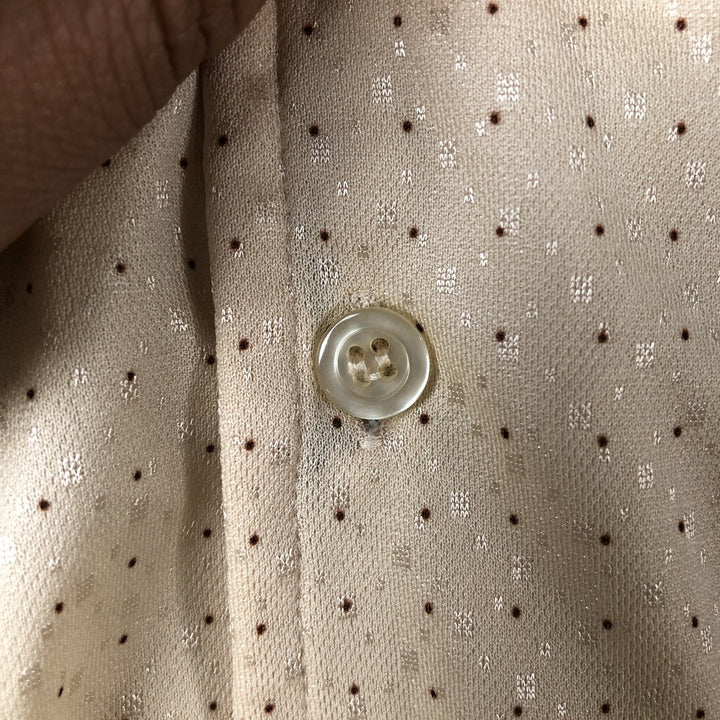 Vintage dot pattern short sleeve open collar box shirt, men's size M unclear Beige type Vintage Second Hand