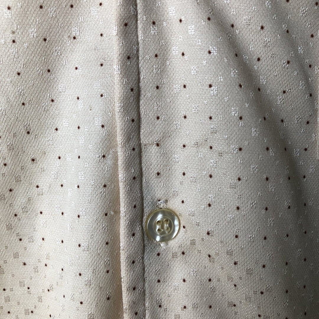 Vintage dot pattern short sleeve open collar box shirt, men's size M unclear Beige type Vintage Second Hand