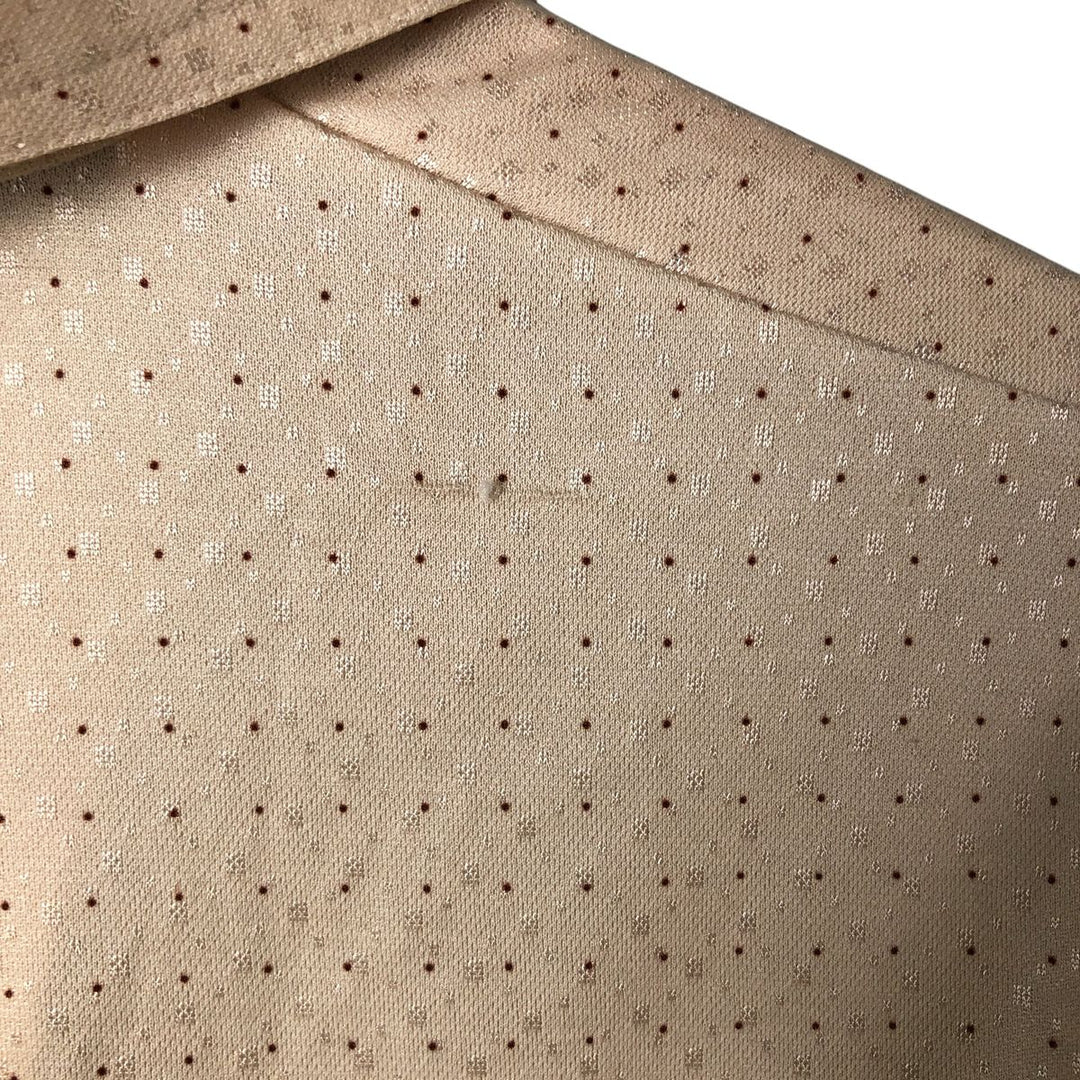 Vintage dot pattern short sleeve open collar box shirt, men's size M unclear Beige type Vintage Second Hand