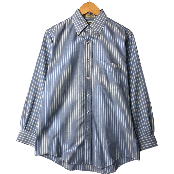 80s-90'S LLBean Long Sleeve Button-Down Striped Shirt Made in USA Men's M Size Vintage cotton blue type Vintage Second Hand