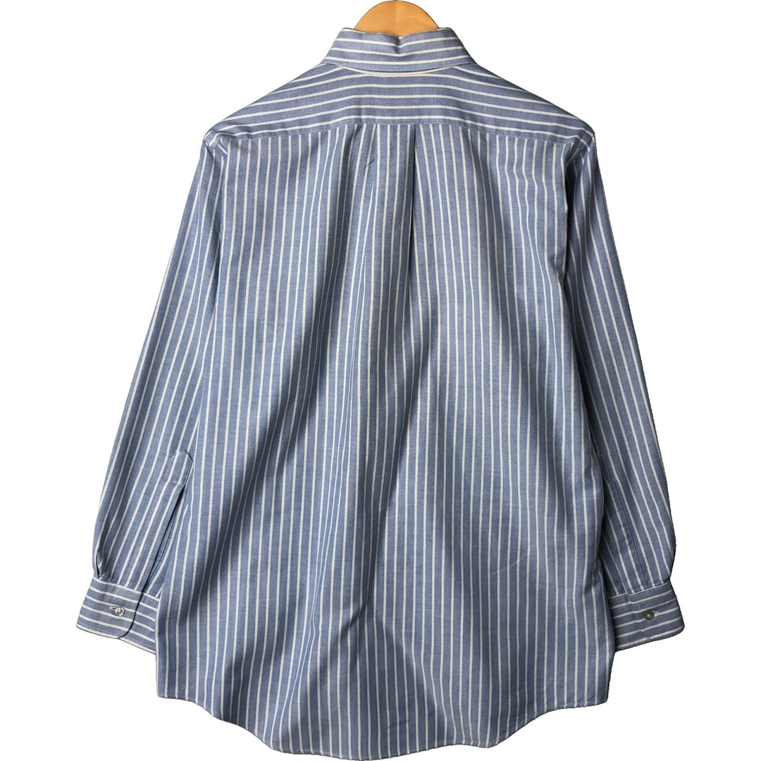 80s-90'S LLBean Long Sleeve Button-Down Striped Shirt Made in USA Men's M Size Vintage cotton blue type Vintage Second Hand