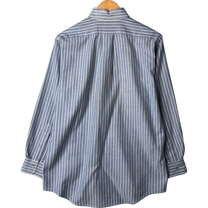 80s-90'S LLBean Long Sleeve Button-Down Striped Shirt Made in USA Men's M Size Vintage cotton blue type Vintage Second Hand