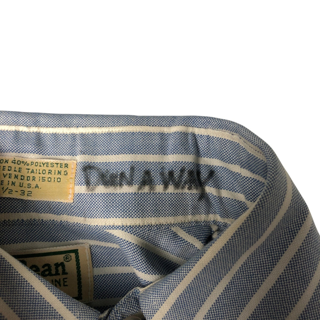 80s-90'S LLBean Long Sleeve Button-Down Striped Shirt Made in USA Men's M Size Vintage cotton blue type Vintage Second Hand