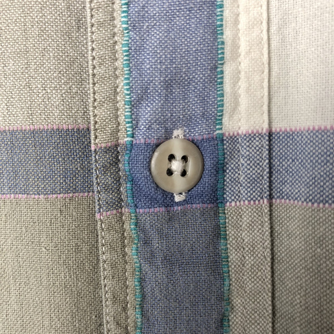Vintage 80s-90'S Eddie Bauer long-sleeved cotton plaid shirt with black tag, men's size XL cotton Blue type light blue Vintage Second Hand