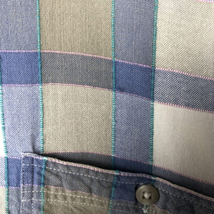 Vintage 80s-90'S Eddie Bauer long-sleeved cotton plaid shirt with black tag, men's size XL cotton Blue type light blue Vintage Second Hand