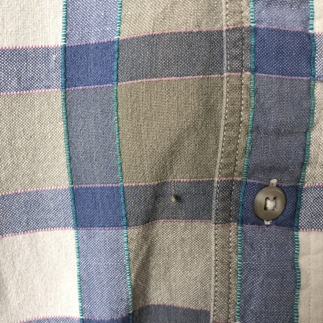 Vintage 80s-90'S Eddie Bauer long-sleeved cotton plaid shirt with black tag, men's size XL cotton Blue type light blue Vintage Second Hand