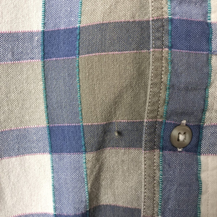 Vintage 80s-90'S Eddie Bauer long-sleeved cotton plaid shirt with black tag, men's size XL cotton Blue type light blue Vintage Second Hand