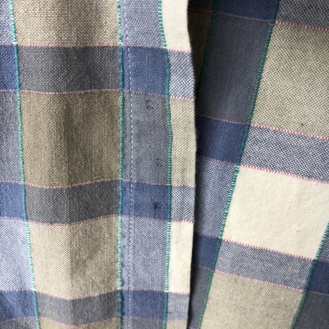 Vintage 80s-90'S Eddie Bauer long-sleeved cotton plaid shirt with black tag, men's size XL cotton Blue type light blue Vintage Second Hand