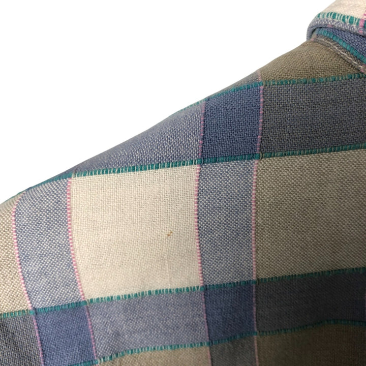 Vintage 80s-90'S Eddie Bauer long-sleeved cotton plaid shirt with black tag, men's size XL cotton Blue type light blue Vintage Second Hand