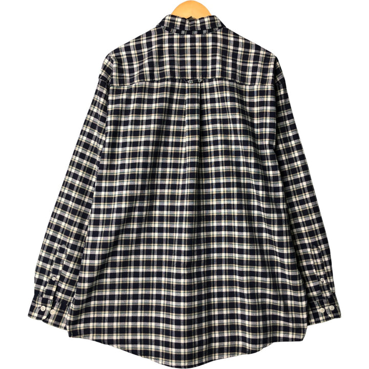 Eddie Bauer Long Sleeve Button-Down Check Shirt, Men's Size L cotton navy blue type Vintage Second Hand
