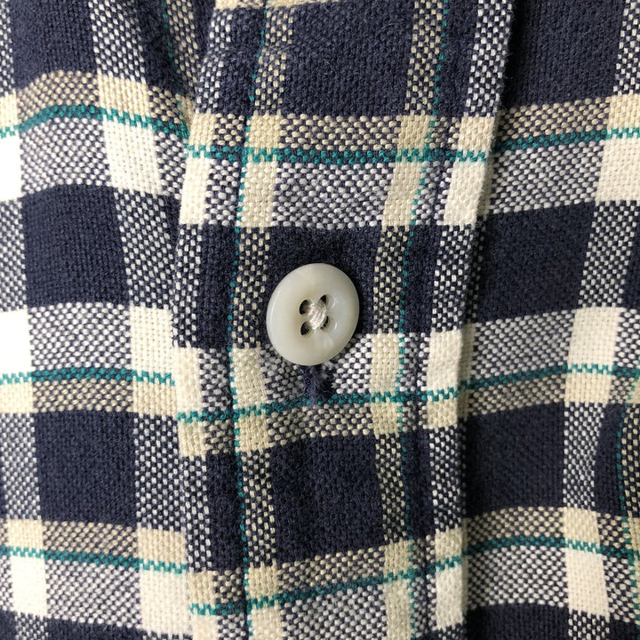 Eddie Bauer Long Sleeve Button-Down Check Shirt, Men's Size L cotton navy blue type Vintage Second Hand