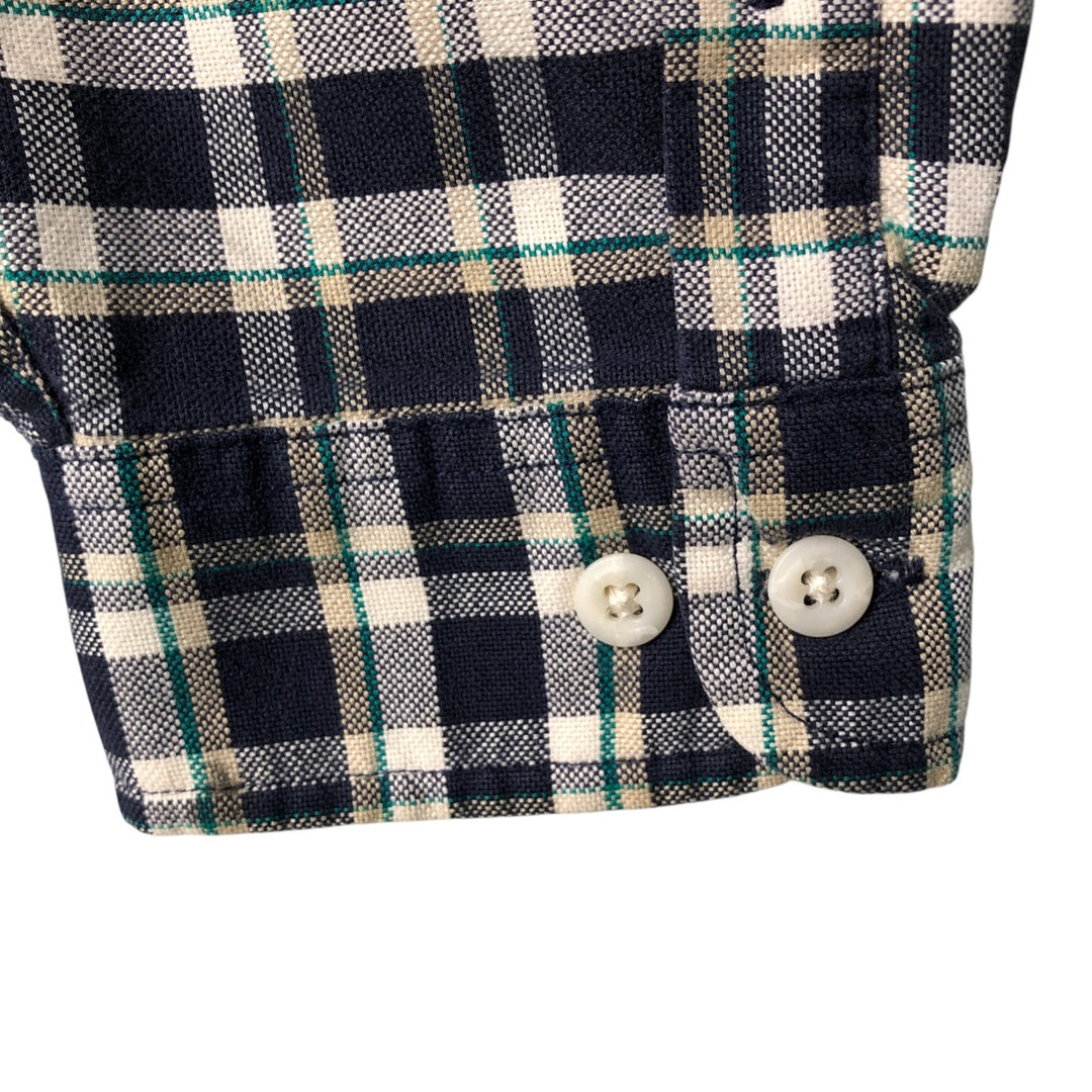 Eddie Bauer Long Sleeve Button-Down Check Shirt, Men's Size L cotton navy blue type Vintage Second Hand