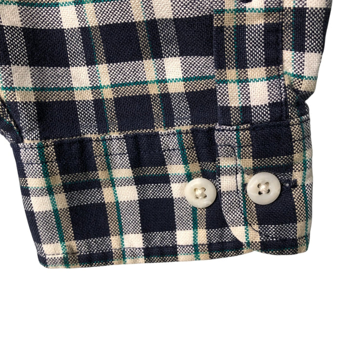 Eddie Bauer Long Sleeve Button-Down Check Shirt, Men's Size L cotton navy blue type Vintage Second Hand
