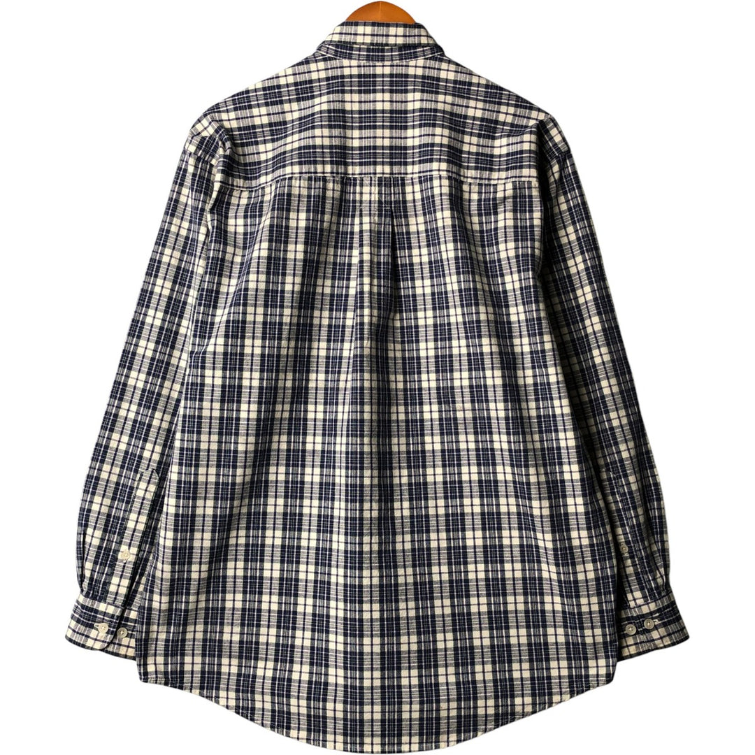 Eddie Bauer Long Sleeve Button-Down Check Shirt, Men's Size M cotton Navy blue Vintage Second Hand