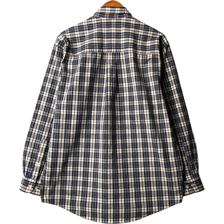 Eddie Bauer Long Sleeve Button-Down Check Shirt, Men's Size M cotton Navy blue Vintage Second Hand