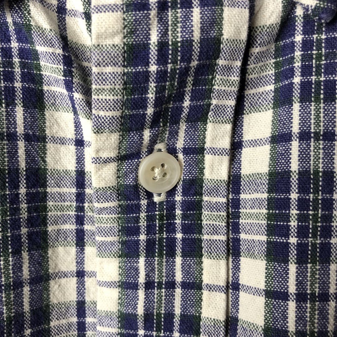 Eddie Bauer Long Sleeve Button-Down Check Shirt, Men's Size M cotton Navy blue Vintage Second Hand