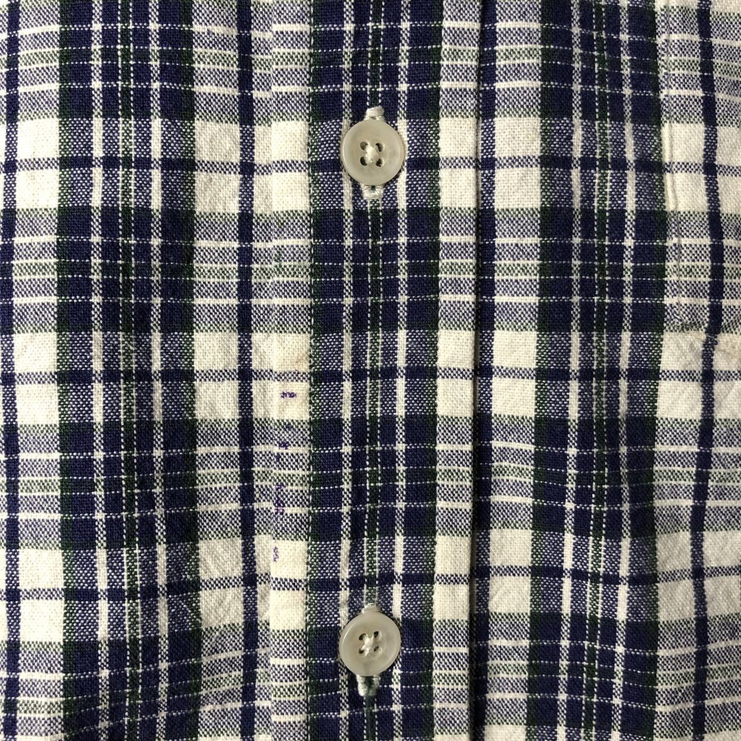 Eddie Bauer Long Sleeve Button-Down Check Shirt, Men's Size M cotton Navy blue Vintage Second Hand