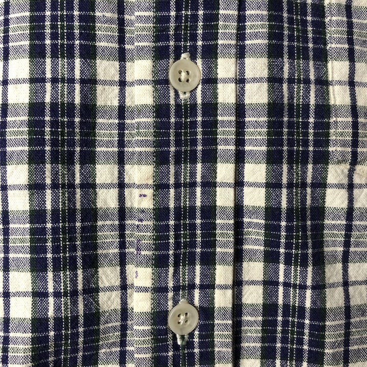 Eddie Bauer Long Sleeve Button-Down Check Shirt, Men's Size M cotton Navy blue Vintage Second Hand