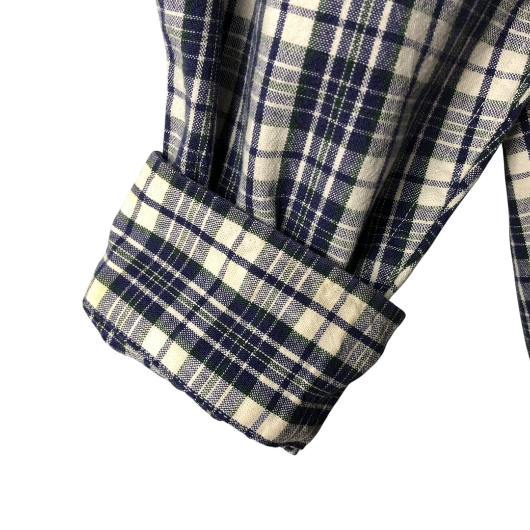 Eddie Bauer Long Sleeve Button-Down Check Shirt, Men's Size M cotton Navy blue Vintage Second Hand