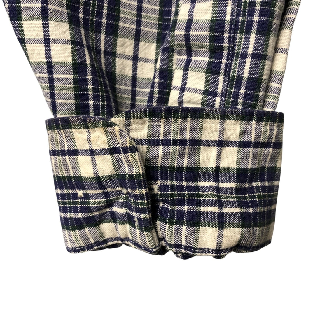 Eddie Bauer Long Sleeve Button-Down Check Shirt, Men's Size M cotton Navy blue Vintage Second Hand