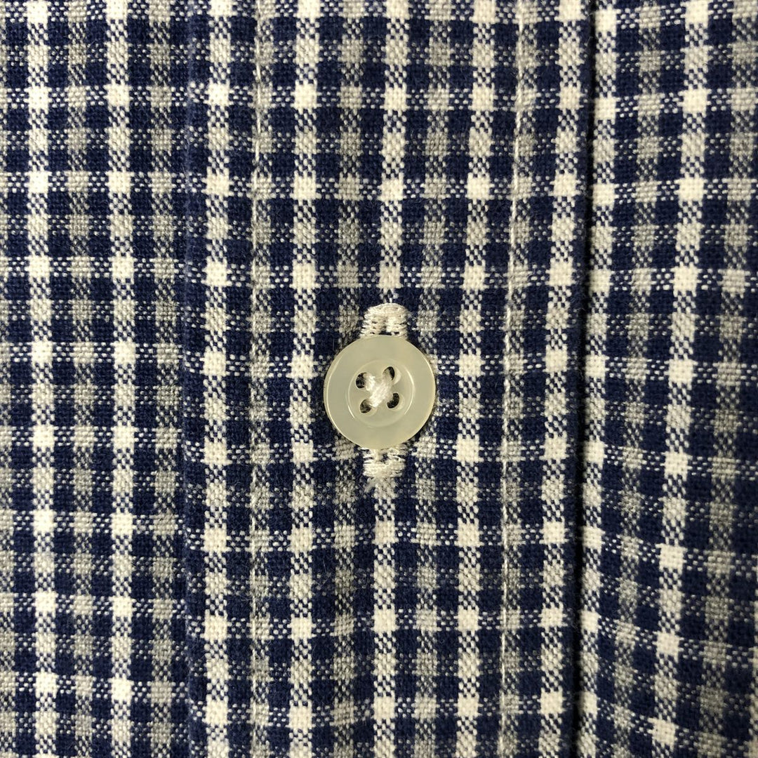 Eddie Bauer Long Sleeve Button-Down Check Shirt, Men's Size M cotton Navy blue Vintage Second Hand