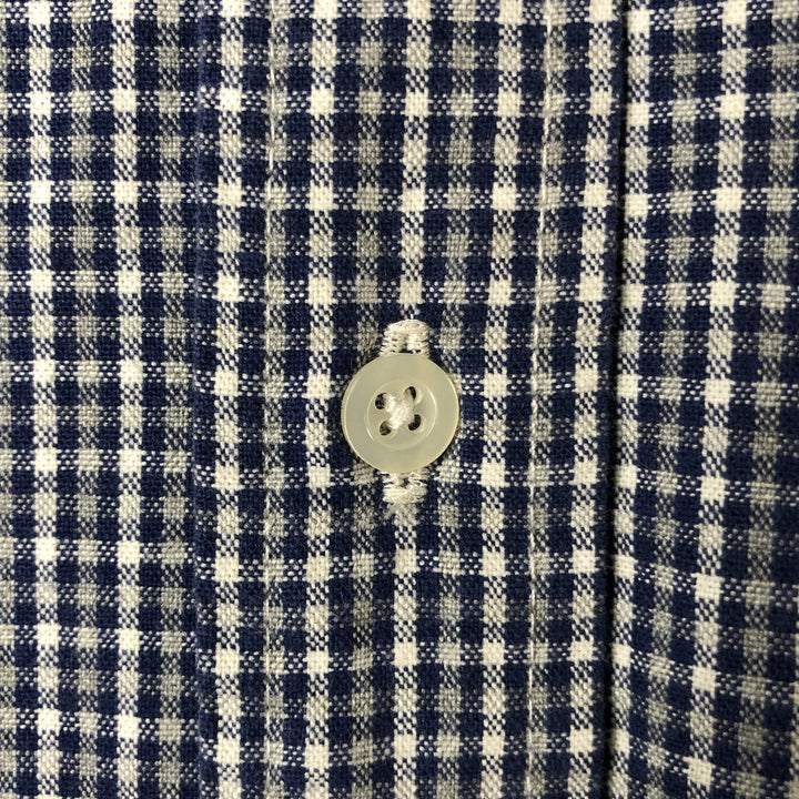 Eddie Bauer Long Sleeve Button-Down Check Shirt, Men's Size M cotton Navy blue Vintage Second Hand