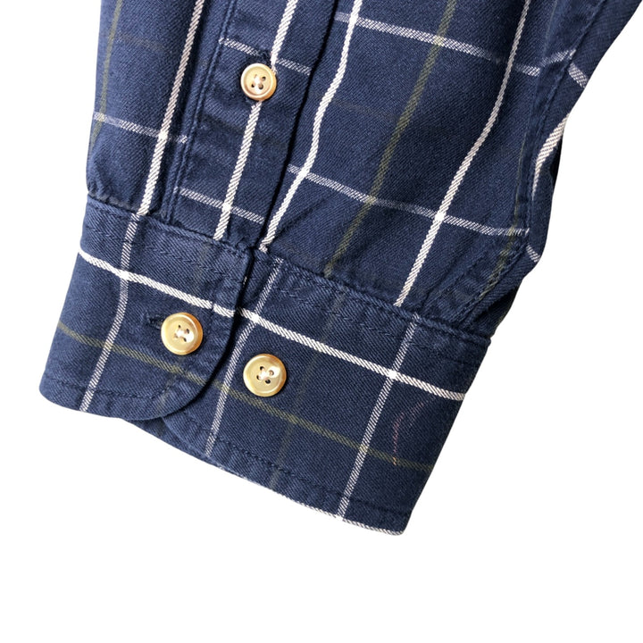 Eddie Bauer Long Sleeve Button-Down Check Shirt, Men's Size L cotton navy blue type Vintage Second Hand