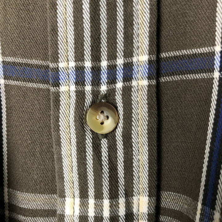 Eddie Bauer Long Sleeve Button-Down Check Shirt, Men's XL cotton Khaki type brown Vintage Second Hand