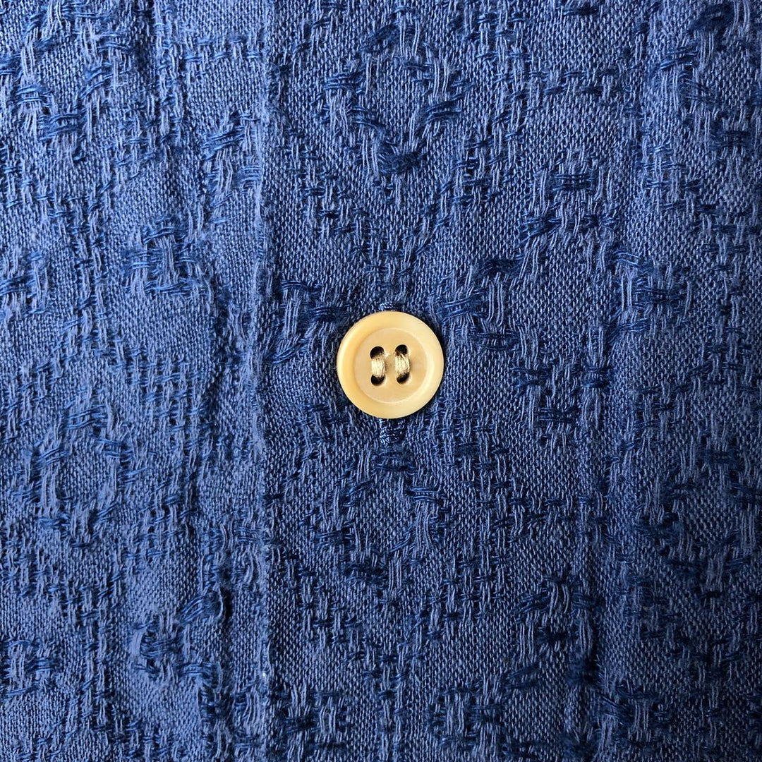 2000'S Banana Republic all-over print short-sleeved open-collar linen and cotton box shirt, men's XL linen Navy blue Vintage Second Hand