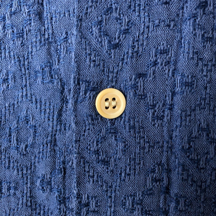 2000'S Banana Republic all-over print short-sleeved open-collar linen and cotton box shirt, men's XL linen Navy blue Vintage Second Hand