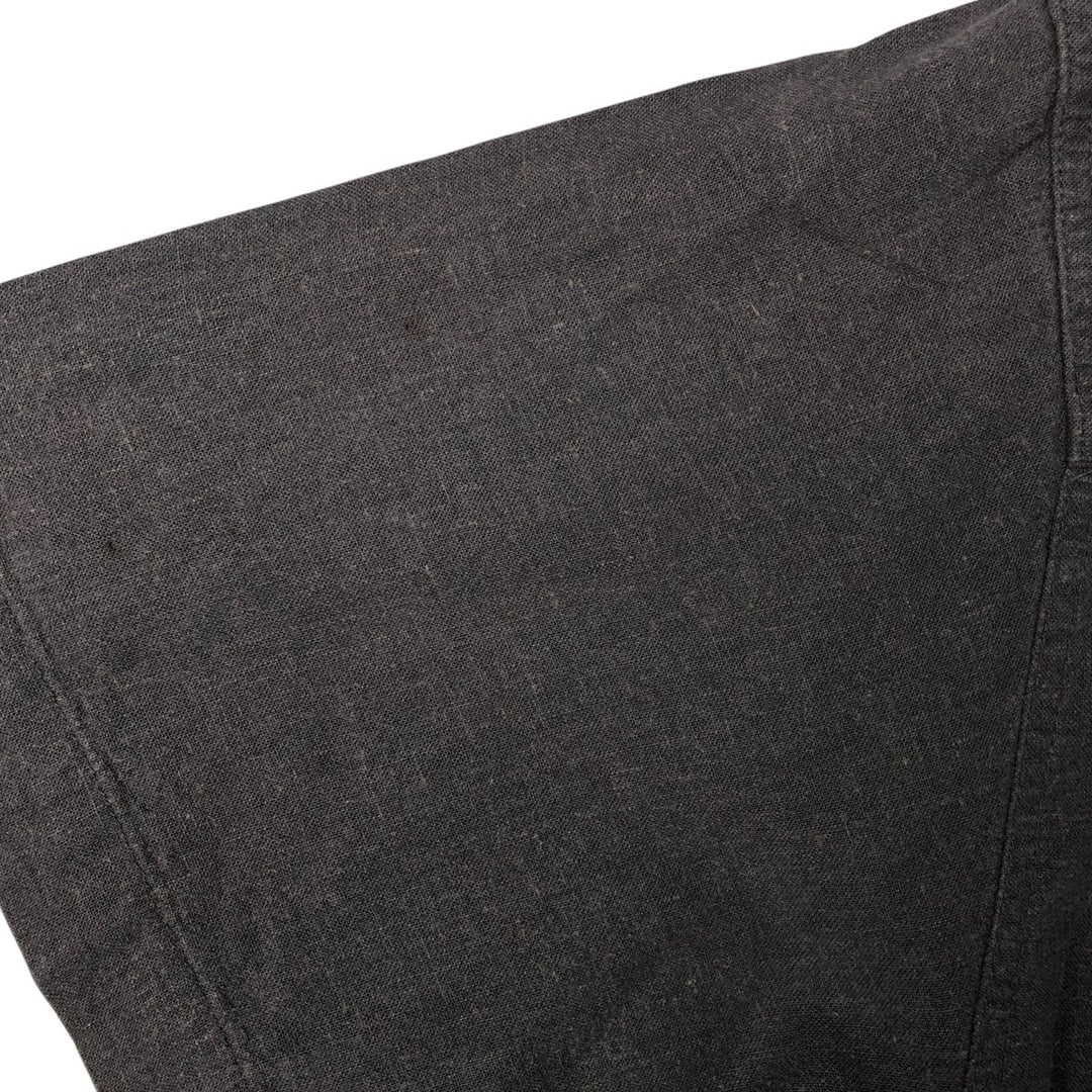 Haggar short-sleeved open-collar linen and rayon box shirt, men's size L linen black type Vintage Second Hand