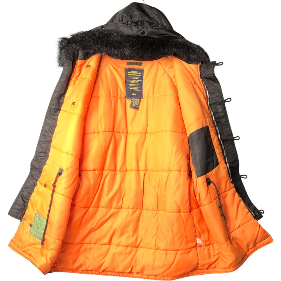 Alpha N-3B Type Padded Military Flight Jacket, Men's Size L Nylon black type Vintage Second Hand