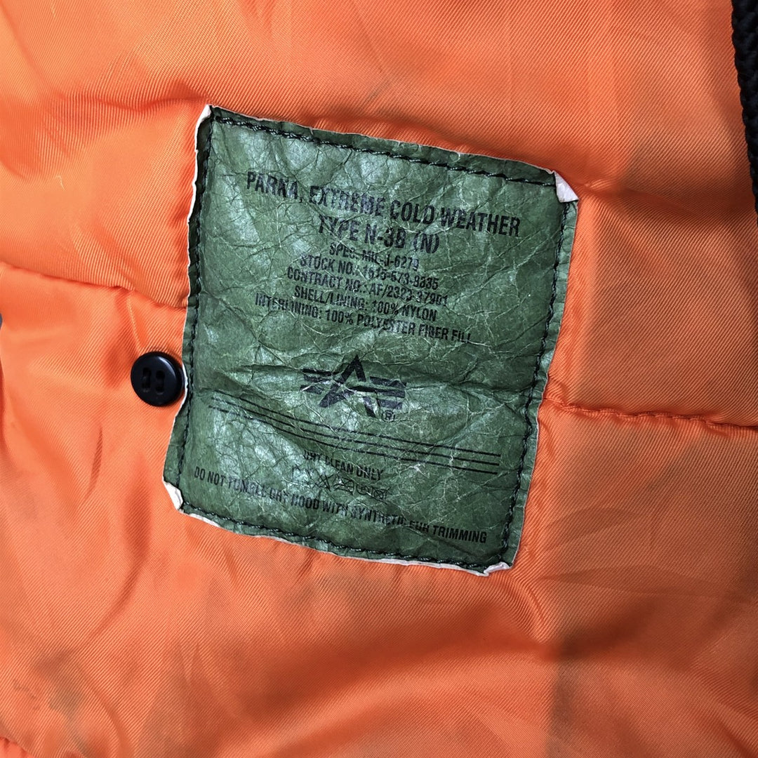 Alpha N-3B Type Padded Military Flight Jacket, Men's Size L Nylon black type Vintage Second Hand