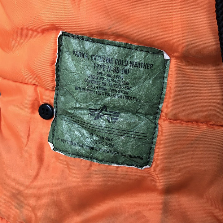 Alpha N-3B Type Padded Military Flight Jacket, Men's Size L Nylon black type Vintage Second Hand