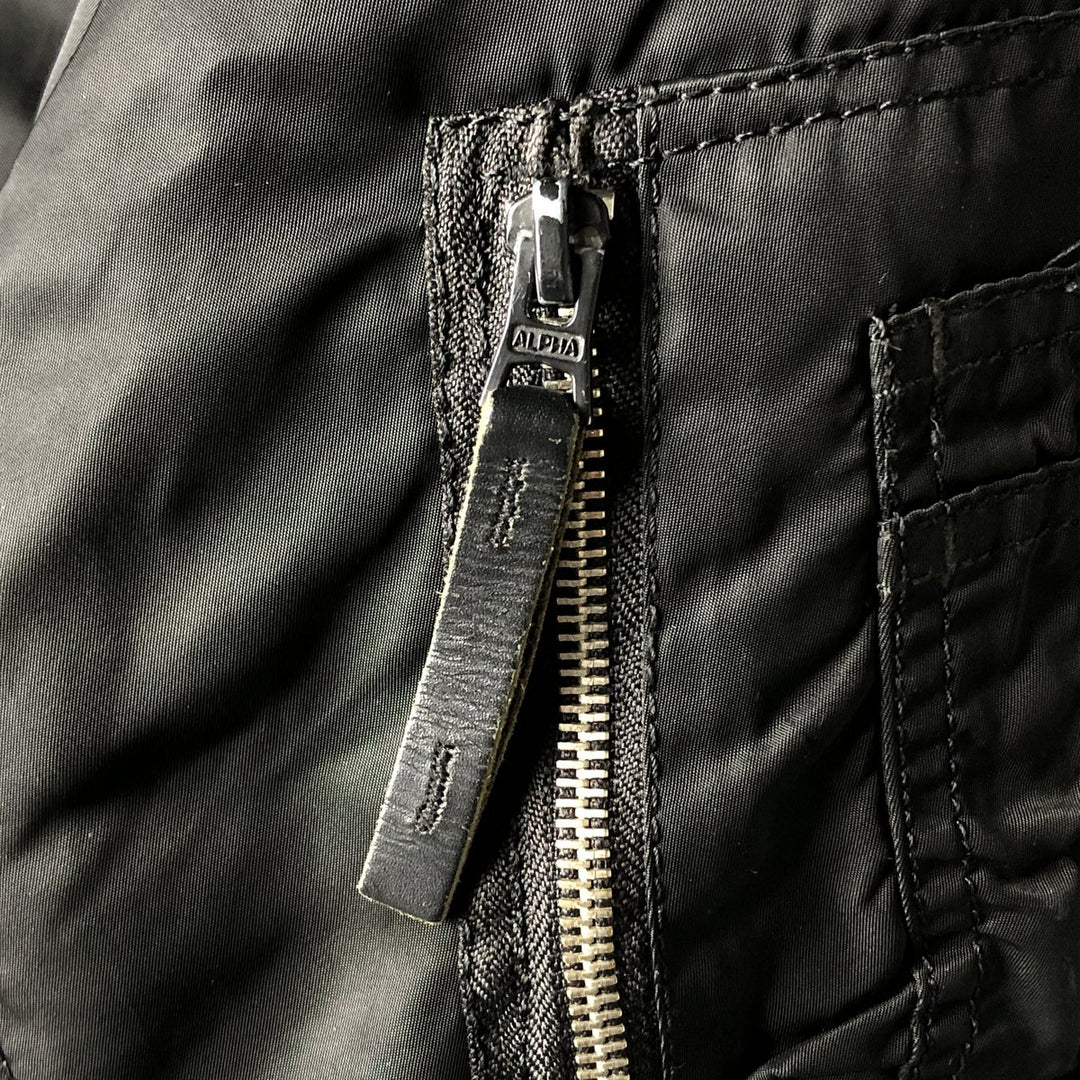 Alpha N-3B Type Padded Military Flight Jacket, Men's Size L Nylon black type Vintage Second Hand