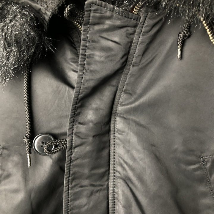 Alpha N-3B Type Padded Military Flight Jacket, Men's Size L Nylon black type Vintage Second Hand