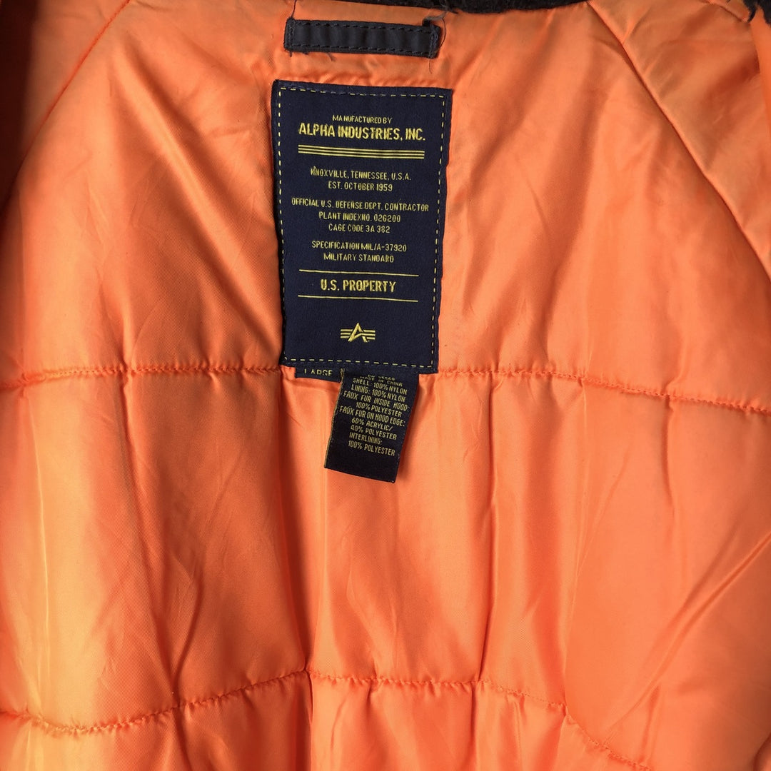 Alpha N-3B Type Padded Military Flight Jacket, Men's Size L Nylon black type Vintage Second Hand