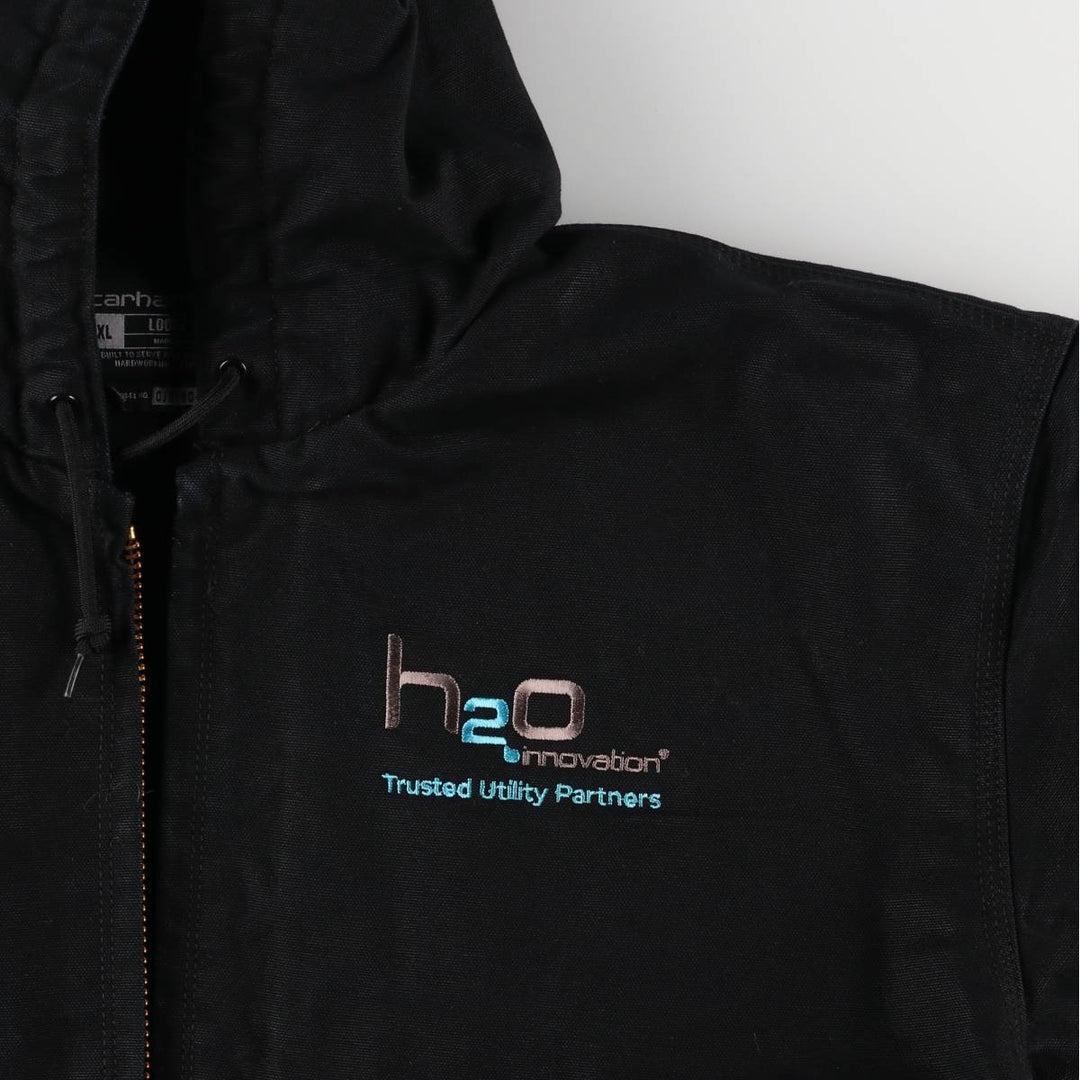 Carhartt Loose Fit Active Jacket with Padded H2O Innovation Advertising Duck Full Zip Hoodie cotton black type Vintage Second Hand