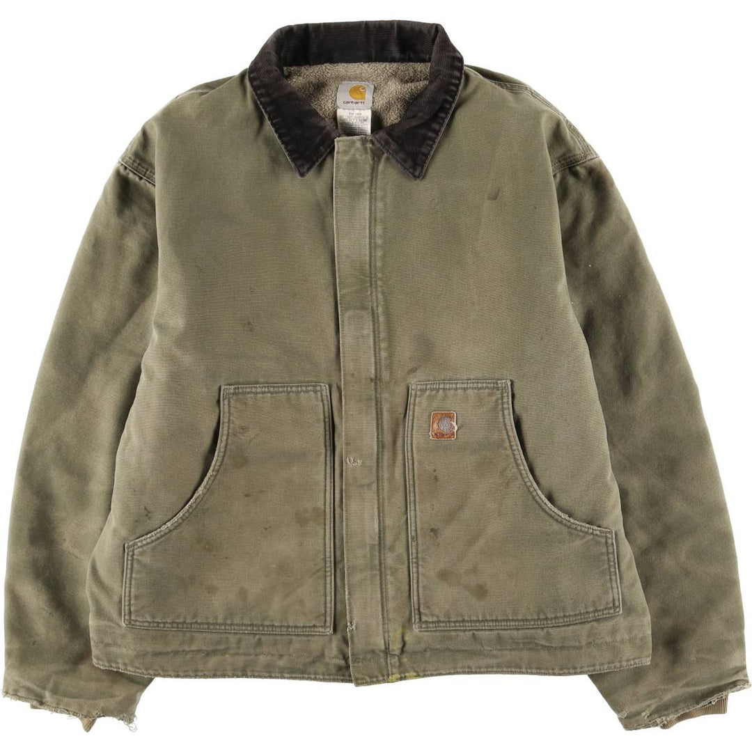 2000'S Carhartt Traditional Padded Duck Work Jacket, Men's XXL cotton Khaki type Vintage Second Hand